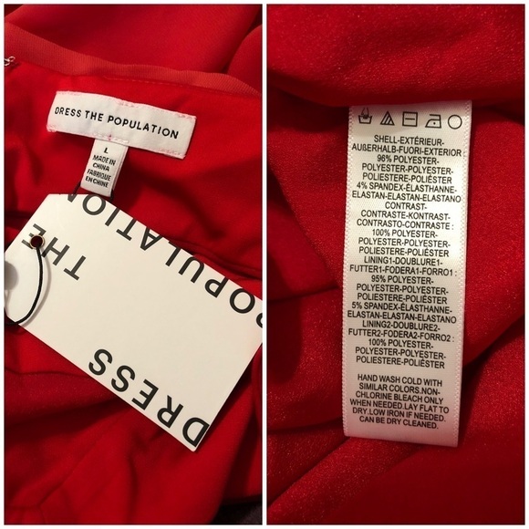 NWT DRESS THE POPULATION Abigail Cutout Fit & Flare Dress in Rouge Size L - Picture 6 of 6